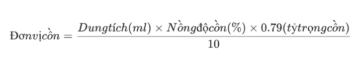 công thức tính nồng độ cồn