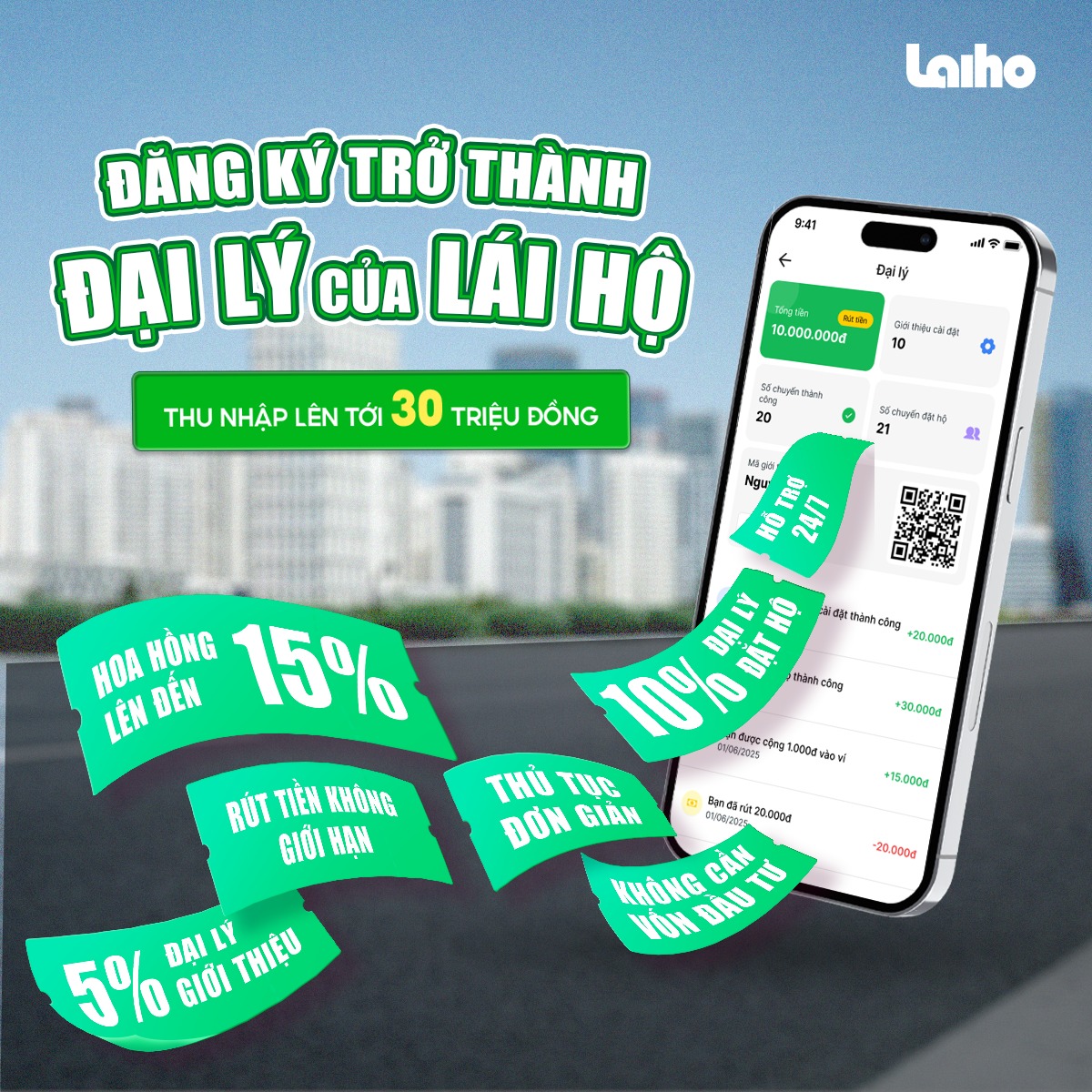 đại lý lái hộ thu nhập lên đến 15 triệu