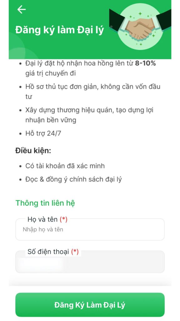 Hướng dẫn đăng ký Đại lý Lái Hộ 6