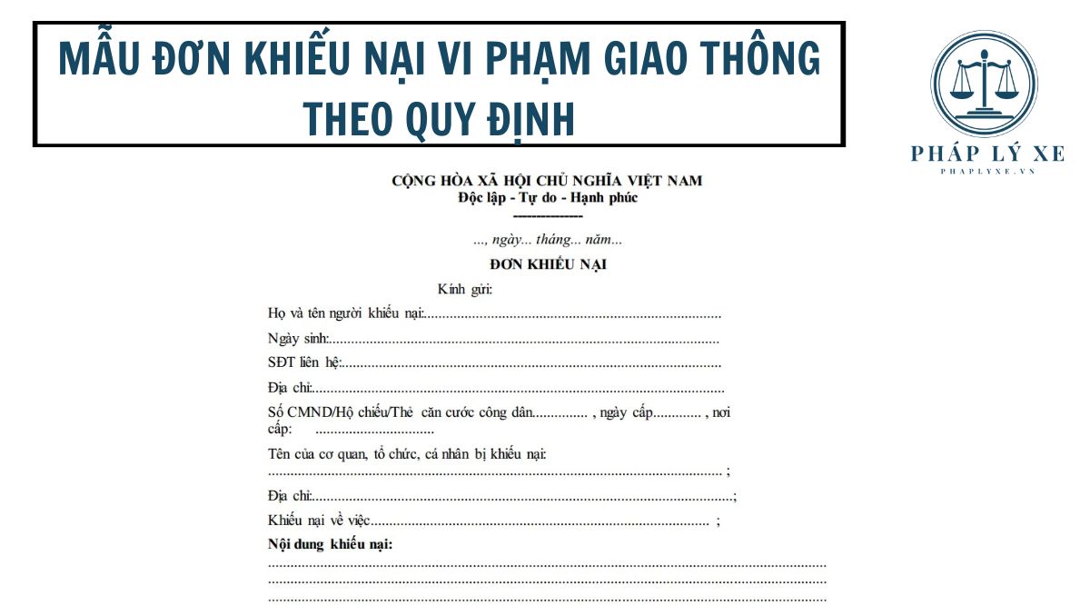 đơn khiếu nại phạt nguội